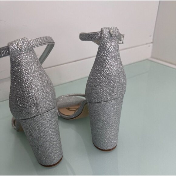 Sam Edelman Yaro Women's 9.5 Ankle Strap Blocked Heels Shoes Shimmer Bling - Picture 3 of 16